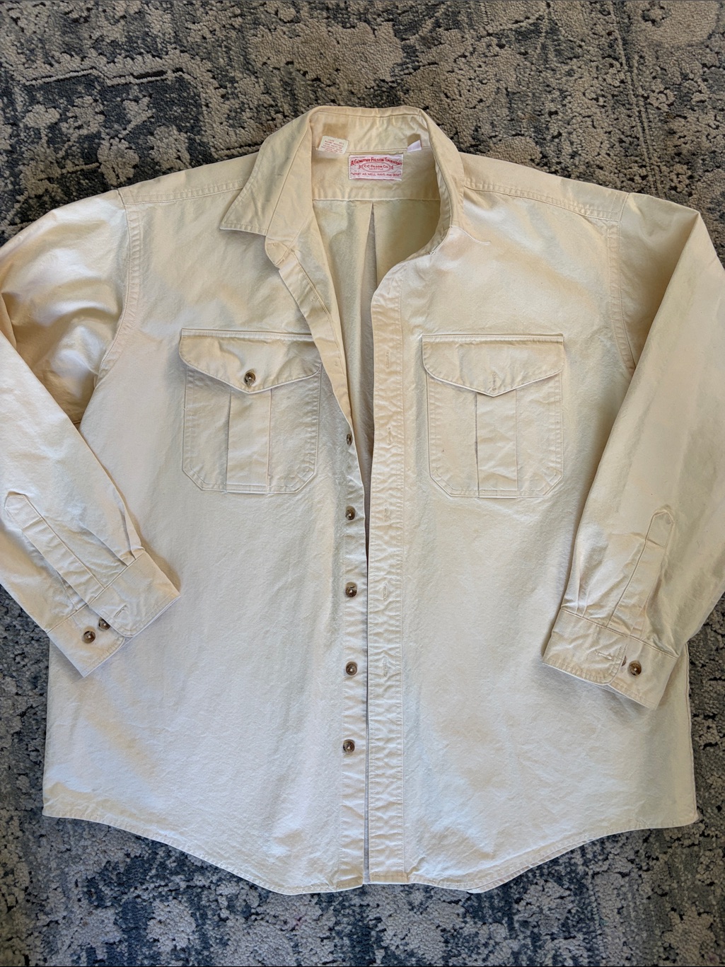 Filson Seattle Field Button Down Shirt White Collared Long Sleeve Xxl Vintage